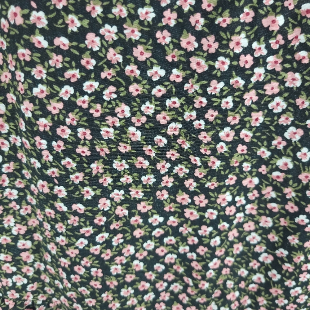 1990s Vintage Floral Mini Dress, Size Small, Black, Pink, and White - Picture 4 of 6